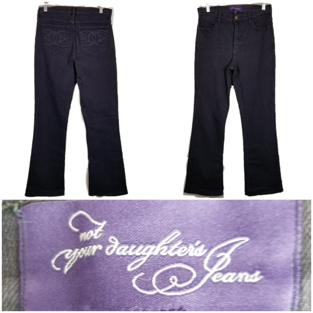 NYDJ Womens Jeans Sz 6 Black Bejeweled